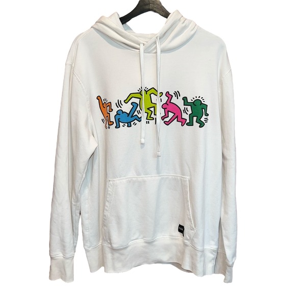 Keith Haring Other - Keith Haring Graphic Hoodie Pullover Sweatshirt Size L Streetwear Artsy W/Flaw